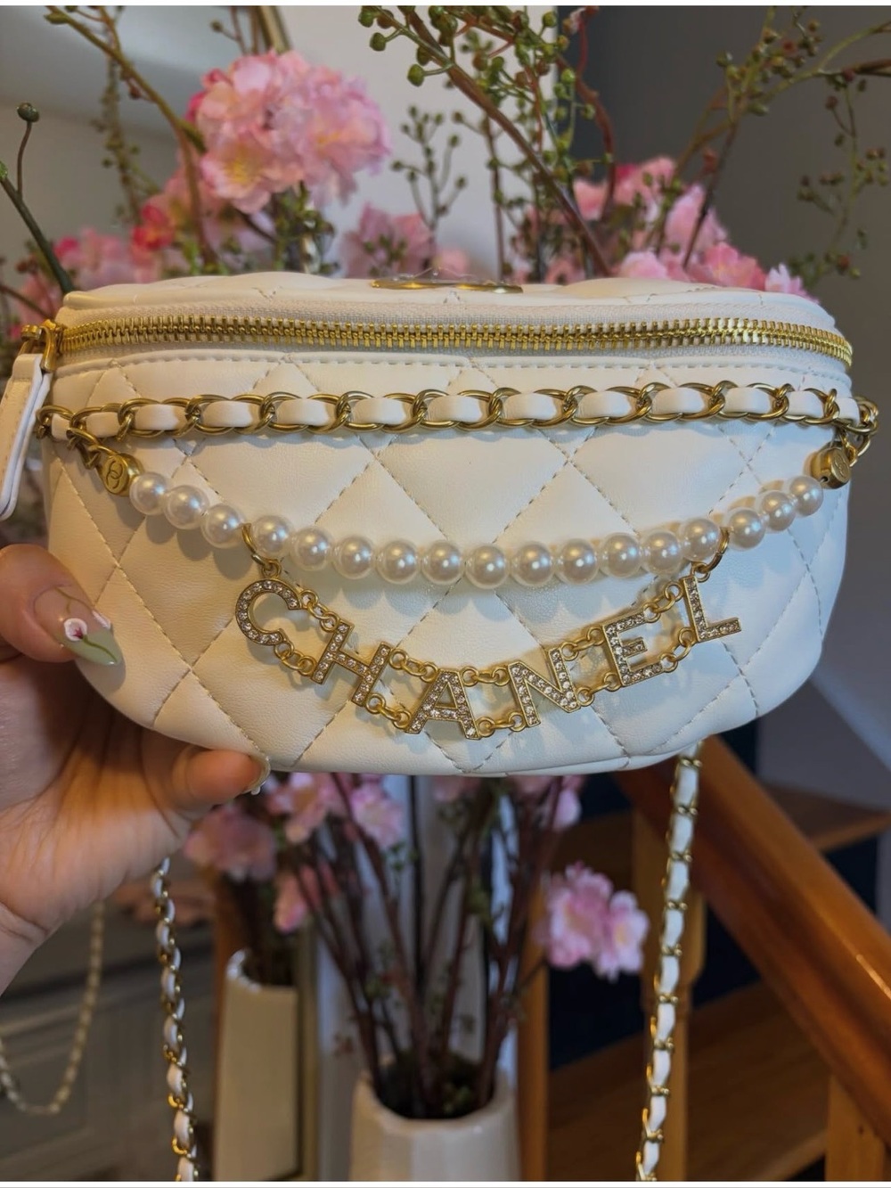New Quilted Belt Bag White OFF Style Crossbody W/ Fixed Strap Limited Beauty
